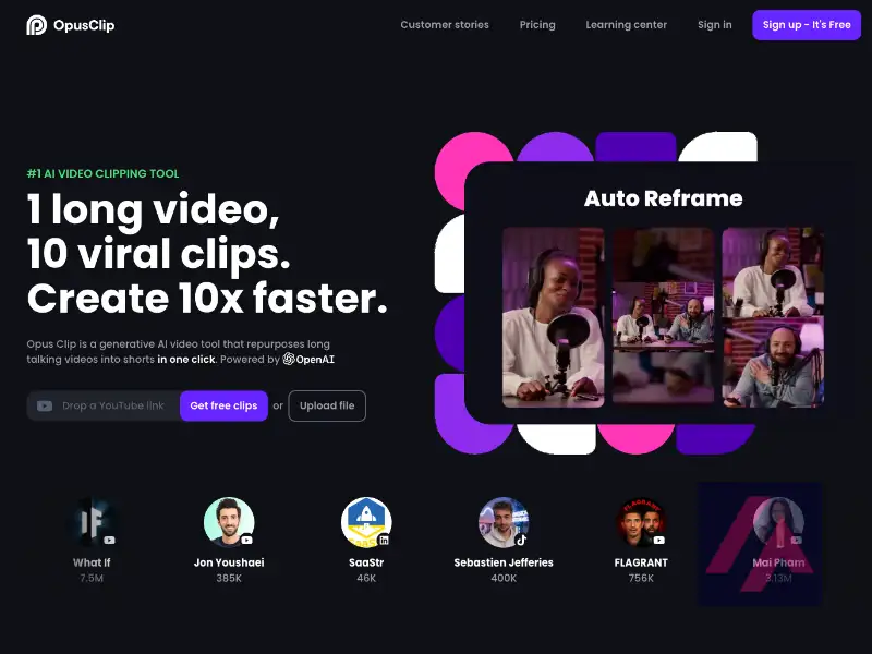 Web de Opus Clip
