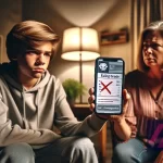 Estudiante con un suspenso en el móvil por la evaluación con IA.