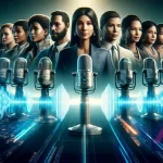 Personas frente a un micrófono esperando a que sus voces sean clonadas por la IA.